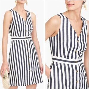 J. Crew striped button front linen dress